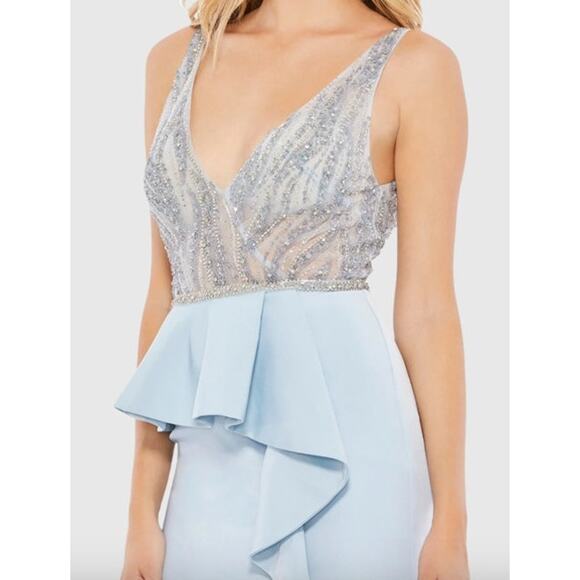 MAC DUGGAL Dress Size 6 Evening Gown Sequin Powder Blue NEW Illusion Sleeveless - Picture 9 of 9